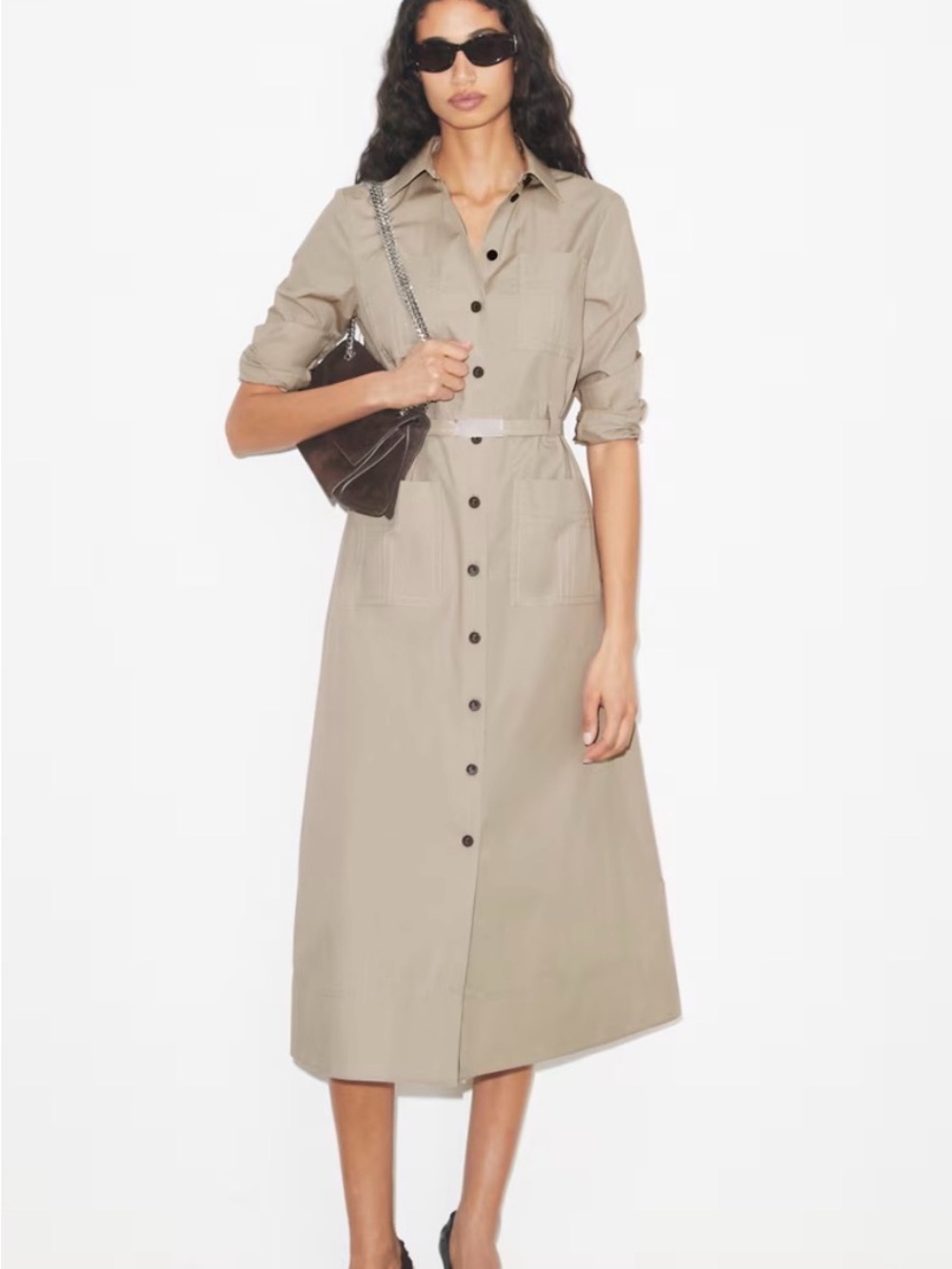 TORY BURCH
Cotton Stretch Shirt Dress With Belt